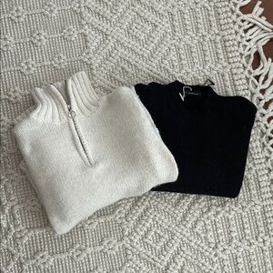 Zara Black and Cream Knit Sweaters